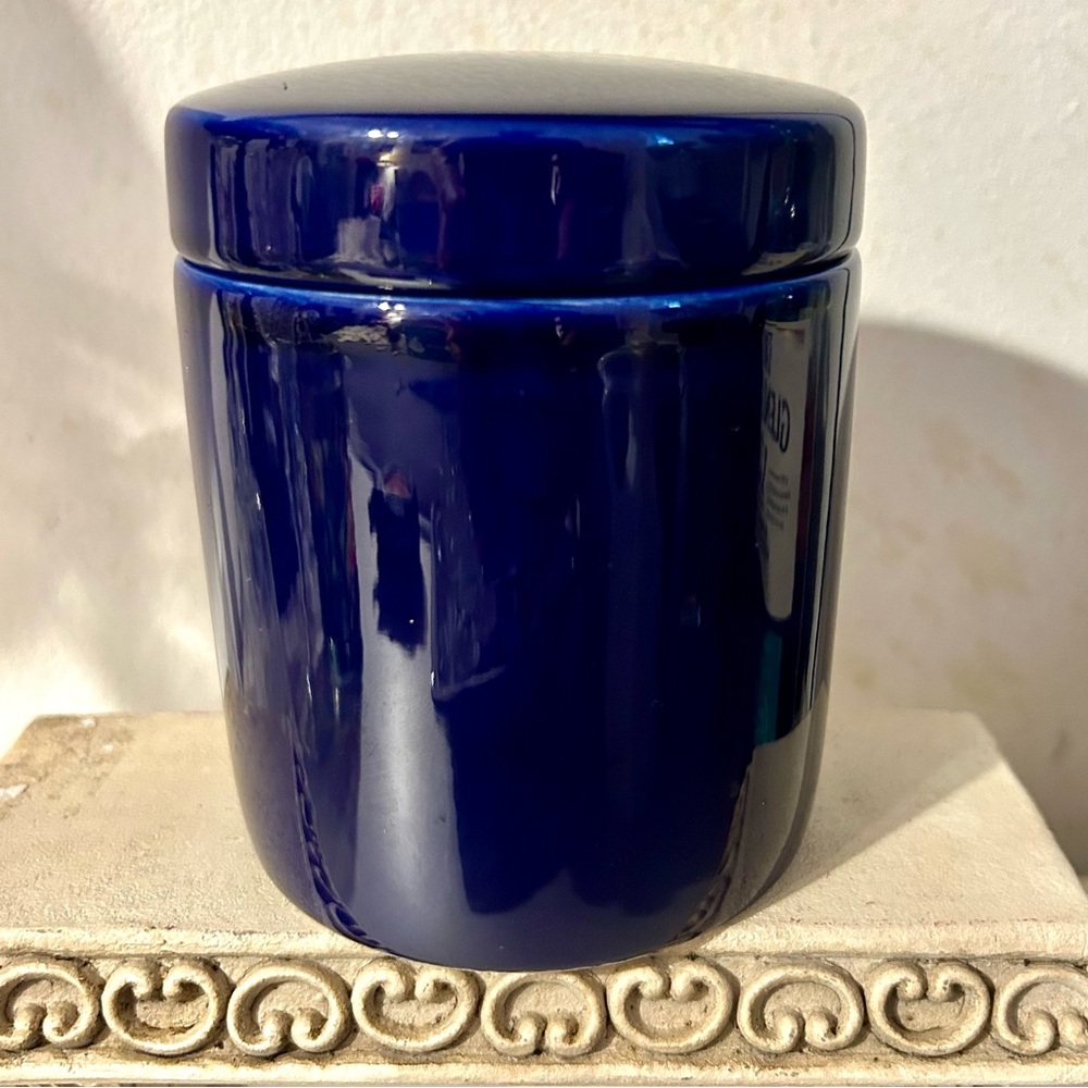 Colbolt Blue, ceramic canister. 4.5”